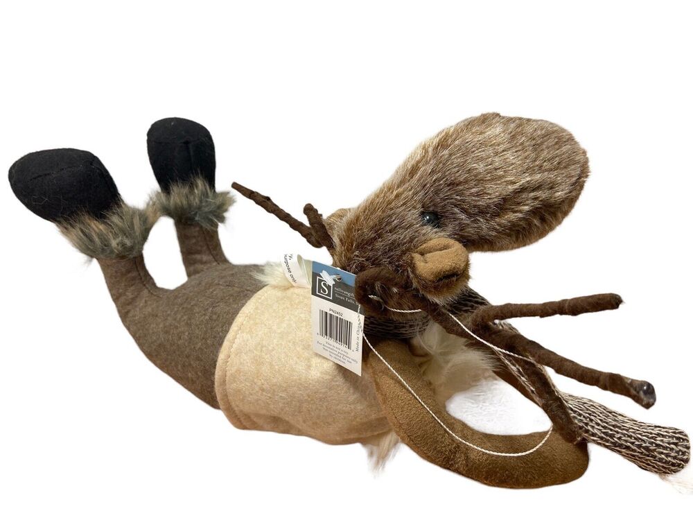 Sullivans Decor Plush Sliding Moose with Vest and Boots 13 inches